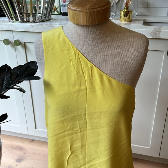 EUC lemon yellow classic layered silk one shoulder sheath dress from Tibi - Picture 2 of 11